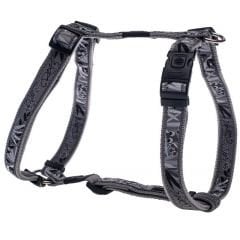 Rogz Fancy Köpek Göğüs Tasması – Gümüş Kertenkele Desenli, Small (23-37 cm)