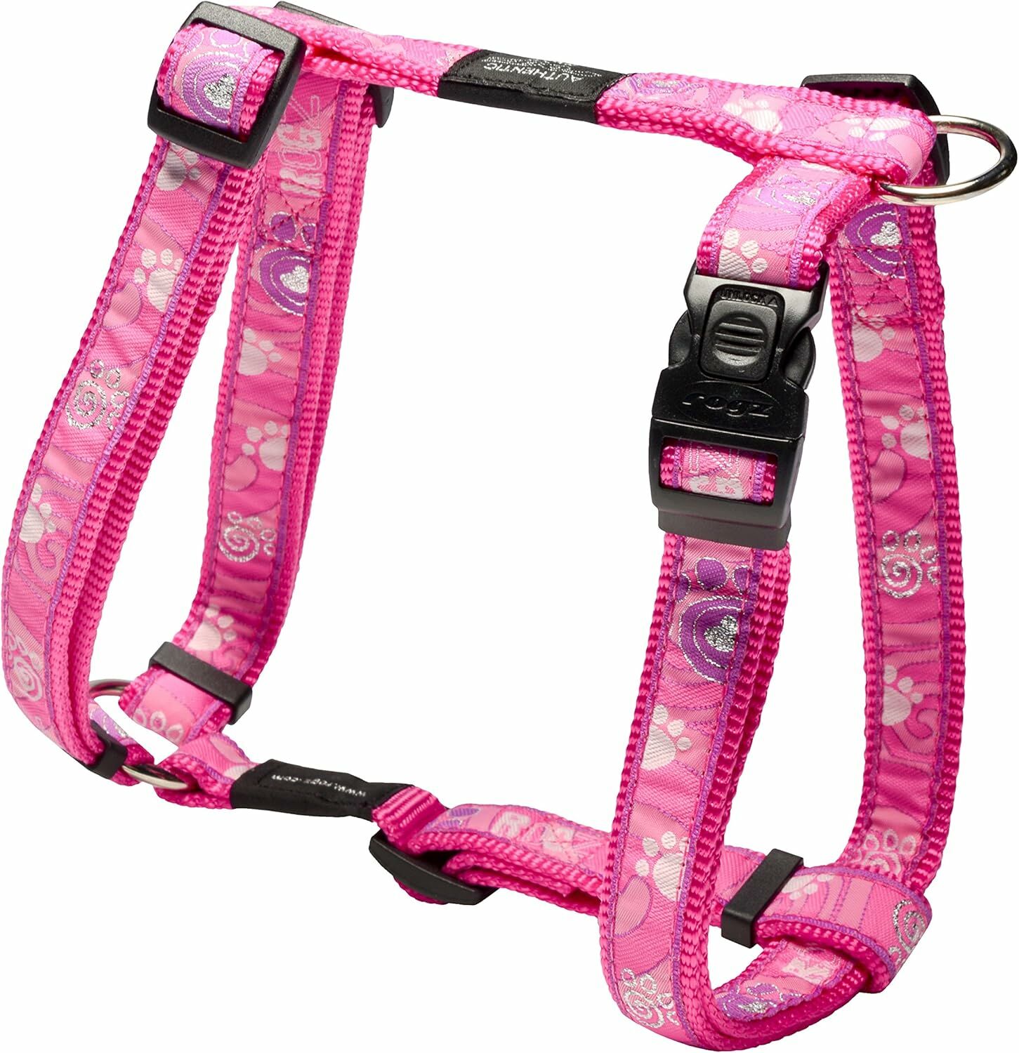 Rogz Fancy Köpek Göğüs Tasması – Pembe Pati Desenli, Large