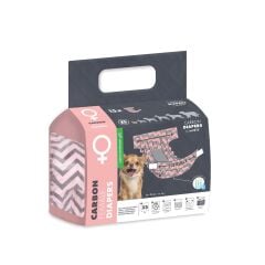 M-PETS CARBONLU DIAPERS DİŞİ KÖPEKLER İÇİN KÜLOT (XS) 15Lİ