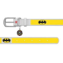 Waudog Tasarım Gerçek Deri Köpek Boyun Tasması, ''Batman2'' Deseni, 15MM, 26-35 CM Beyaz