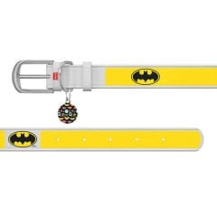 Waudog Tasarım Gerçek Deri Köpek Boyun Tasması – Batman2 Desenli, 15 mm / 26–35 cm, Beyaz