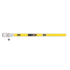 Waudog Tasarım Gerçek Deri Köpek Boyun Tasması – Batman2 Desenli, 15 mm / 26–35 cm, Beyaz
