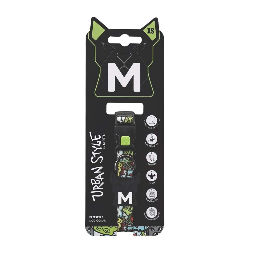 M-PETS URBAN STYLE FREESTYLE MULTİCOLOR KÖPEK BOYUN TASMASI (XS