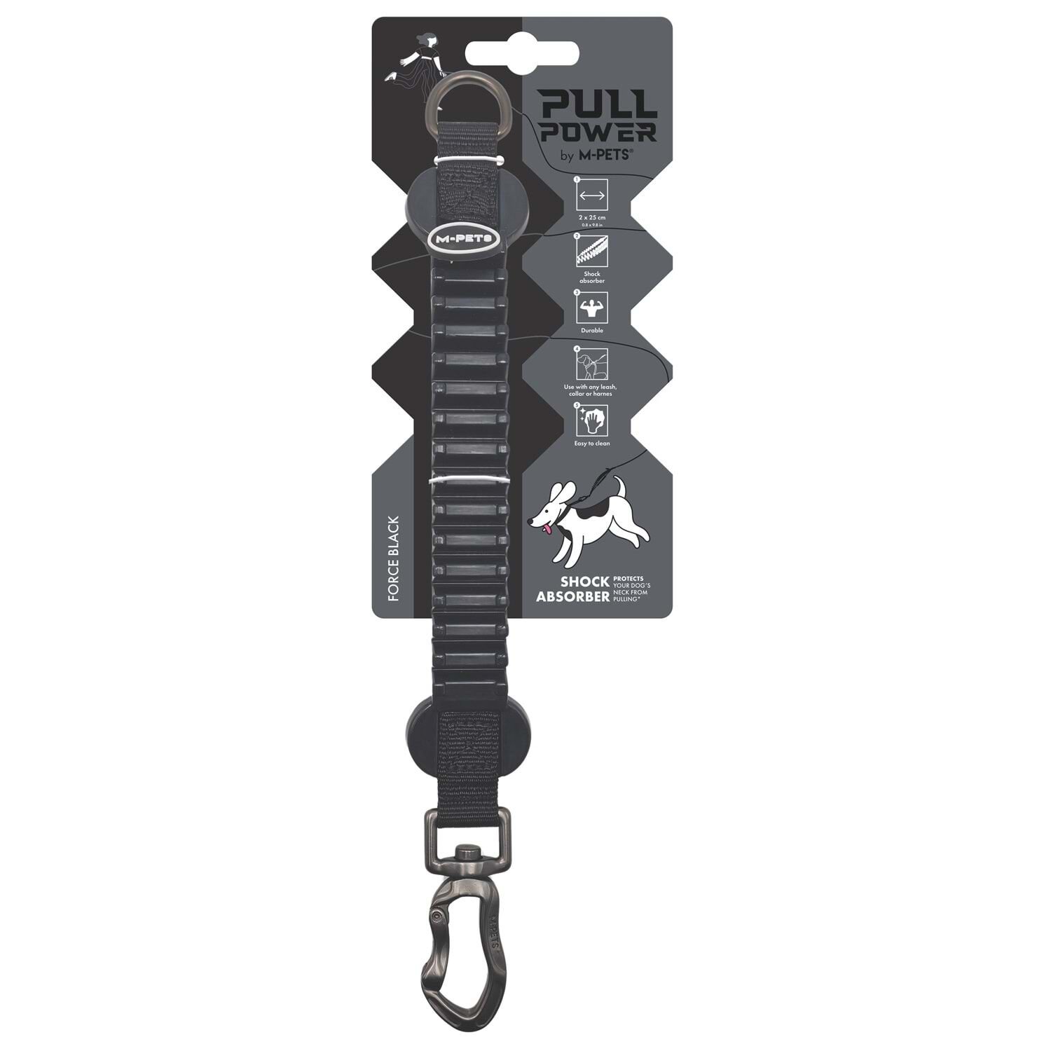 M-PETS Pull Power Şok Emici Ara Tasma – Black