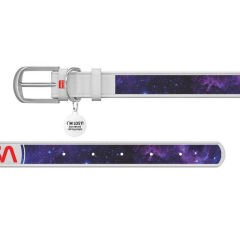 Waudog Tasarım Gerçek Deri Köpek Boyun Tasması, ''NASA21'' Deseni, XS, 15MM, 27-36 CM Beyaz
