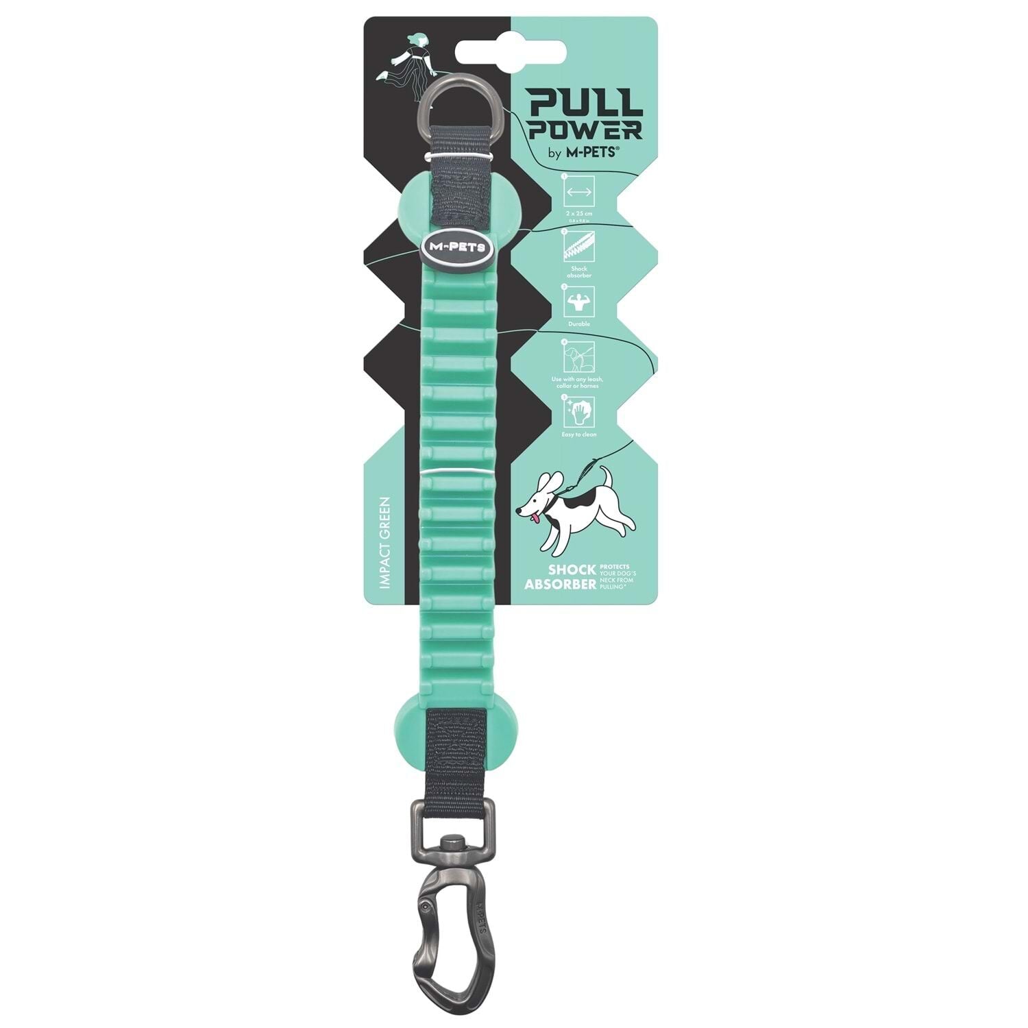 M-PETS Pull Power Şok Emici Ara Tasma – Green