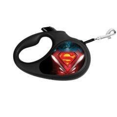 Waudog R-Kayış Geri Çekilebilir Köpek Kayışı – Superman Logosu Desenli, Reflektif Bant, XS, 3 m / 12 kg, Siyah