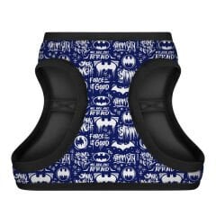Waudog Collar QR Pasaportlu Yumuşak Doku Köpek Göğüs Tasması Mavi-Beyaz Batman Desenli XS4, B 36-39 cm, C 26-28 cm