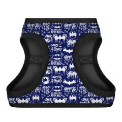 Waudog Collar QR Pasaportlu Yumuşak Doku Köpek Göğüs Tasması – Mavi-Beyaz Batman Desenli, XS4, B 36–39 cm / C 26–28 cm