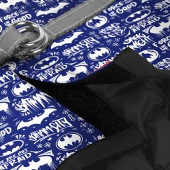 Waudog Collar QR Pasaportlu Yumuşak Doku Köpek Göğüs Tasması – Mavi-Beyaz Batman Desenli, XS4, B 36–39 cm / C 26–28 cm