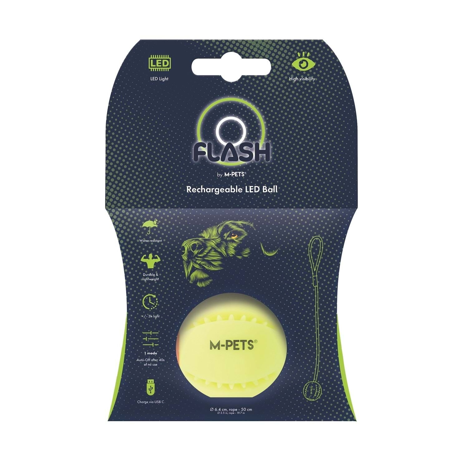 M-PETS FLASH LED BALL GREEN KÖPEK OYUNCAĞI