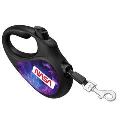 Waudog R-Kayış Geri Çekilebilir Köpek Kayışı, ''NASA21'' Deseni, S, 15KG'a Kadar, 5M Siyah