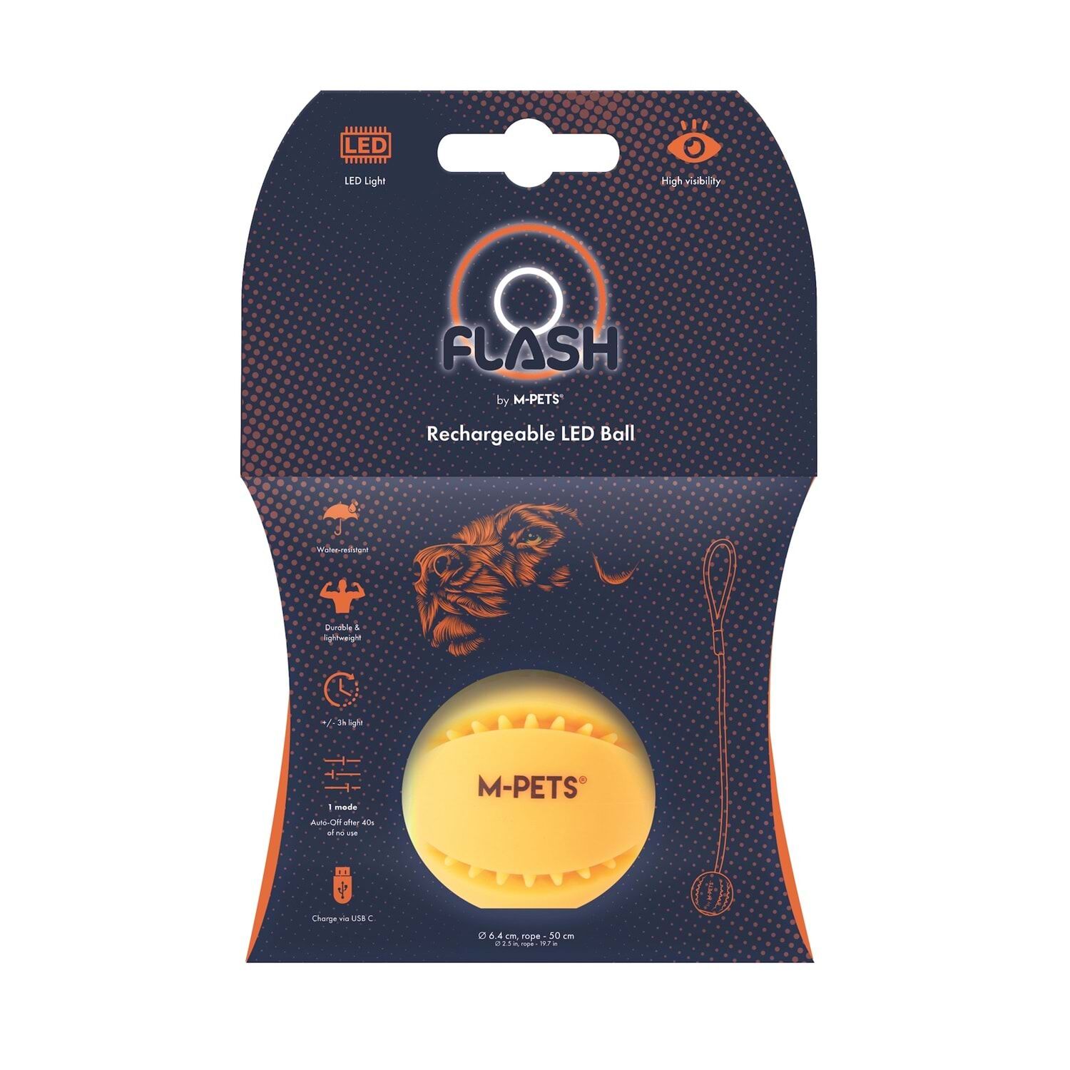 M-PETS FLASH LED BALL ORANGE KÖPEK OYUNCAĞI