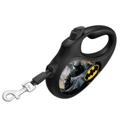 Waudog R-Kayış Geri Çekilebilir Köpek Kayışı – Batman Siyah Desenli, Reflektif Bant, M, 5 m / 25 kg, Siyah