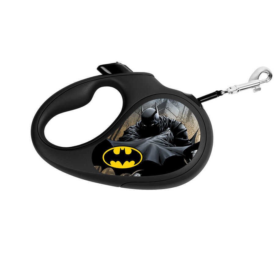 Waudog R-Kayış Geri Çekilebilir Köpek Kayışı, ''Batman Siyah'' Deseni, Reflektif Bant, M, 25KG'a Kadar, 5M Siyah