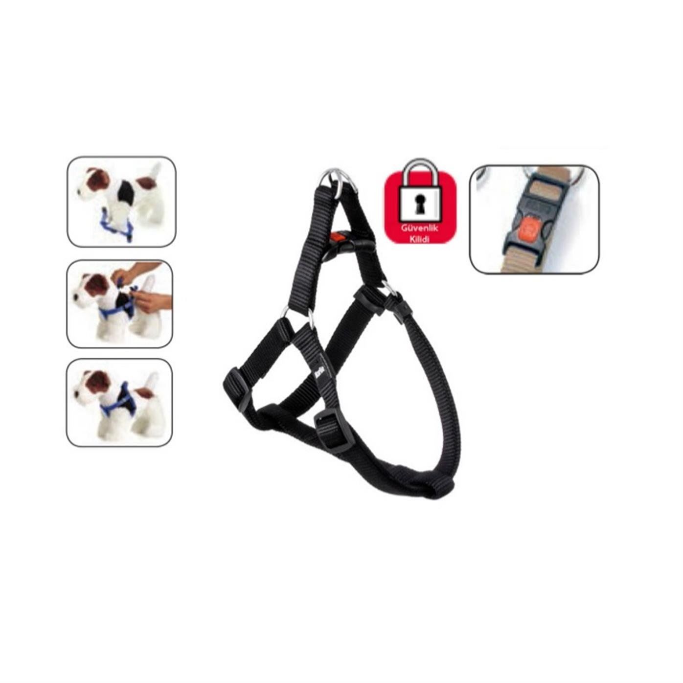 Karlie Köpek Göğüs Tasması – Kilitli Siyah, Medium (40-70 cm)