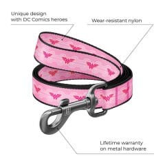 Waudog Tasarım Gerçek Deri Köpek Boyun Tasması “Wonder Woman” Siyah – 15 mm, 26–35 cm