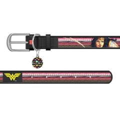 Waudog Tasarım Gerçek Deri Köpek Boyun Tasması “Wonder Woman” Siyah – 15 mm, 26–35 cm