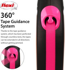 Flexi New Neon Şerit Köpek Gezdirme Tasması Pembe (M) – 5 m