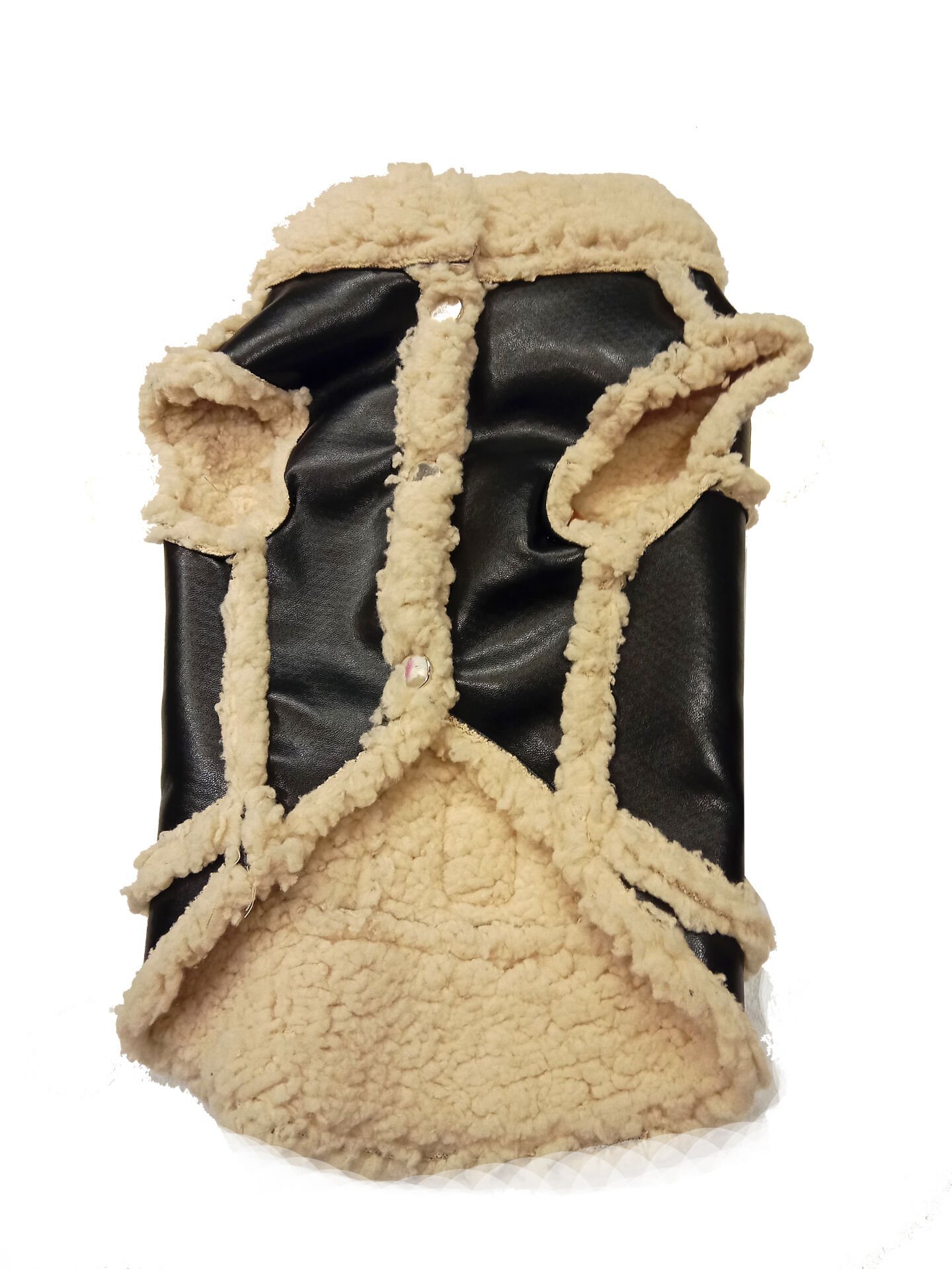 Empati Siyah Kürklü Deri Yelek Köpek Kıyafeti