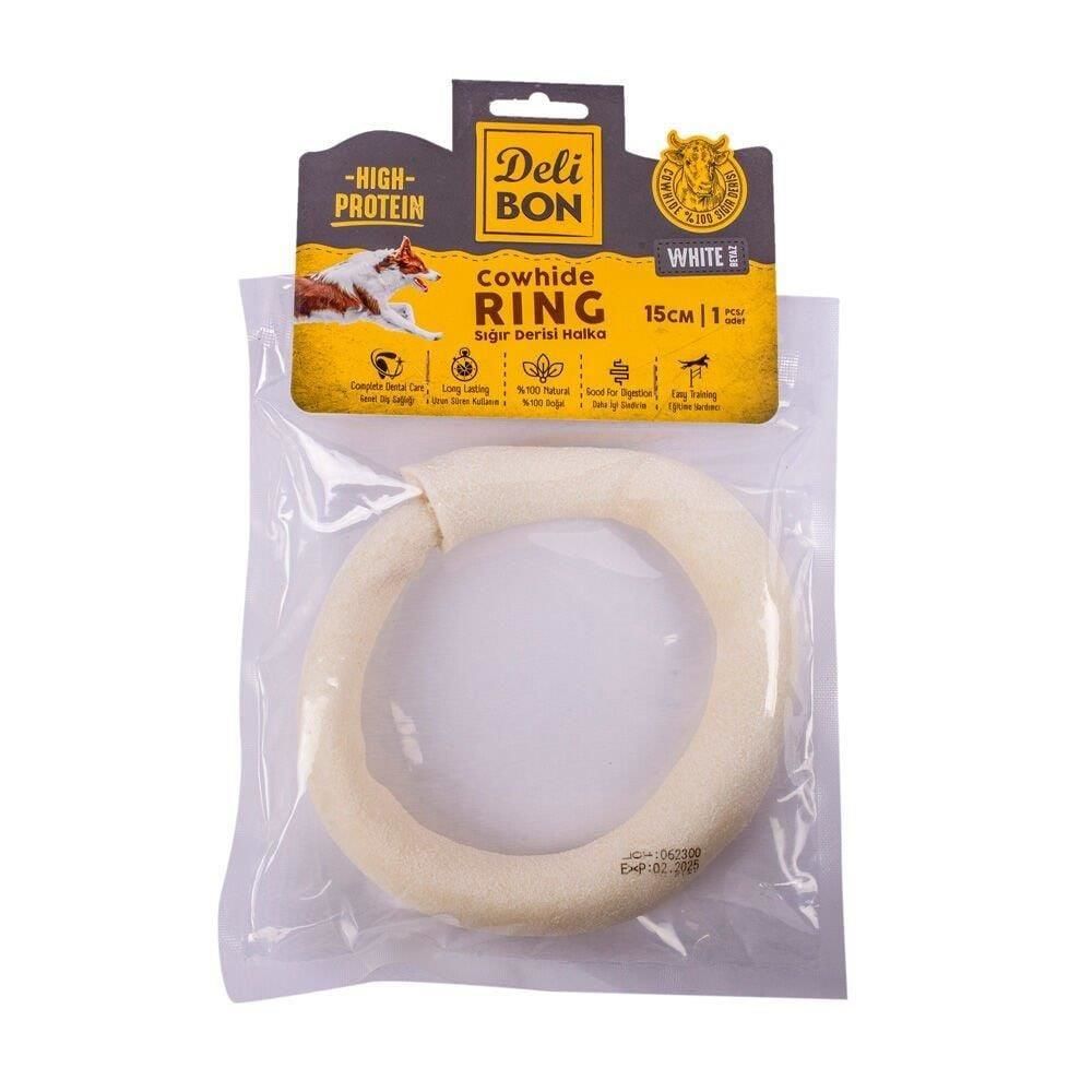 Deri El İşi Kemik Simit Model Beyaz 15 cm