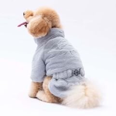 Pawstar Grey Paris Köpek Montu – Peluş, Şık ve Sıcak Tutan Tasarım (L)