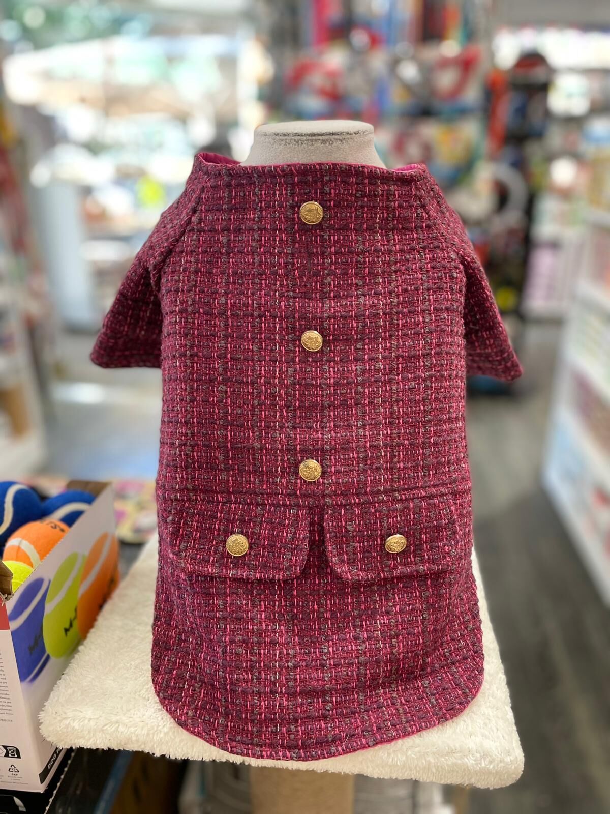 Ziggydog Bordo Chanel Köpek Elbisesi – %100 Pamuk, Şık ve Zarif Tasarım (Small)