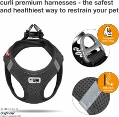 Curli Vest Harness Air-Mesh Köpek Göğüs Tasması Siyah (3XS)