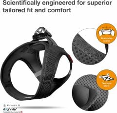 Curli Vest Harness Air-Mesh Köpek Göğüs Tasması Siyah (3XS)