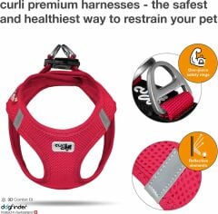 Curli Vest Harness Air-Mesh Köpek Göğüs Tasması Kırmızı (2XS)