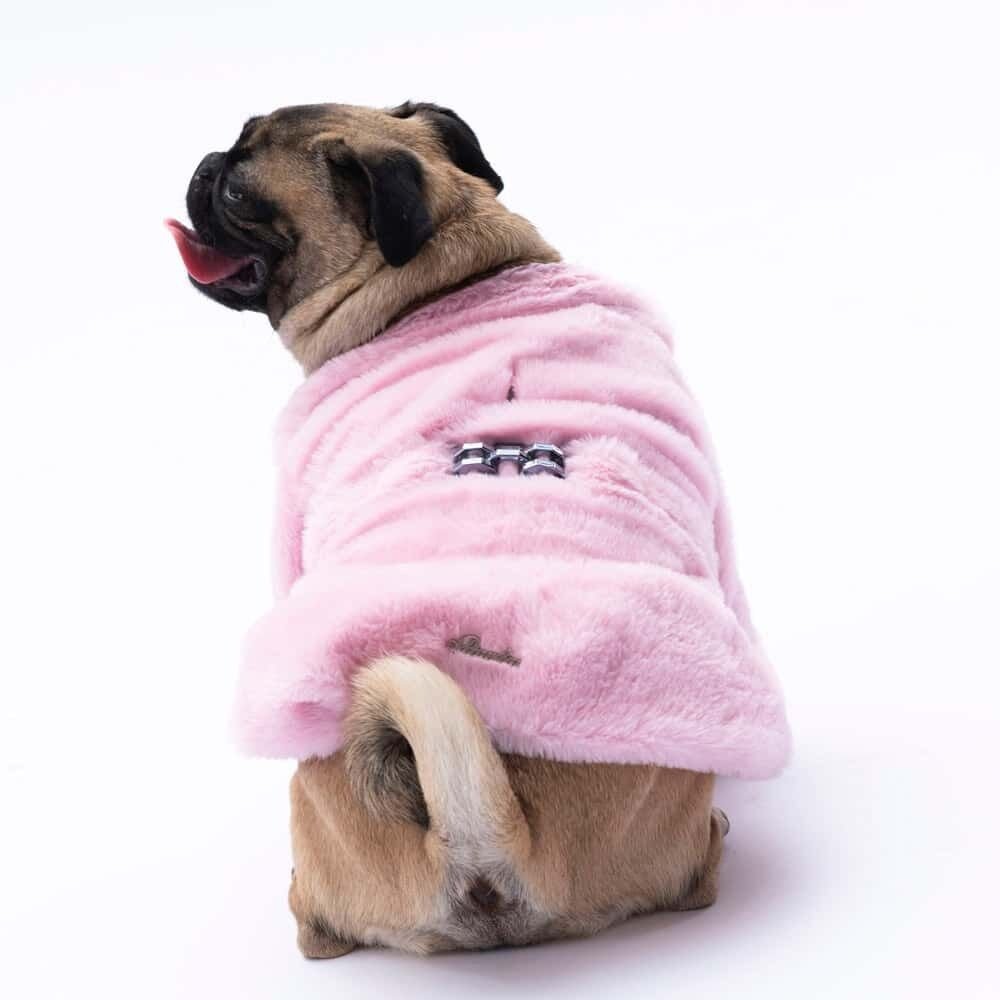 Pawstar Pink Paris Köpek Montu – Peluş Dış Kumaş, Tüy Tutmaz Astar, Tasma İlikli (2XL)