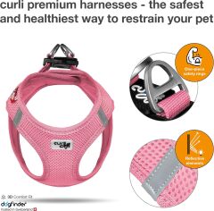 Curli Vest Harness Air-Mesh Köpek Göğüs Tasması – Pembe (3XS)