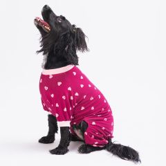 Tiny Hearts Rompers Minik Kalpler Kedi Köpek Penye Pijama Tulum (M)