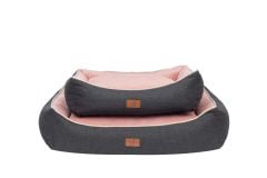 Peggy Lola Antrasit Pembe Kedi ve Köpekler için Yatak – Fermuarlı Bölmeler, Kaydırmaz Taban