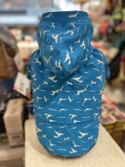 Lolika Mavi Beyaz Kuş Desenli Köpek Yağmurluğu – Hafif, Rahat ve Şık Tasarım (No:3)