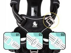 True Love Alüminyum Köpek D-Halkalı Ergonomik Siyah Göğüs Tasması