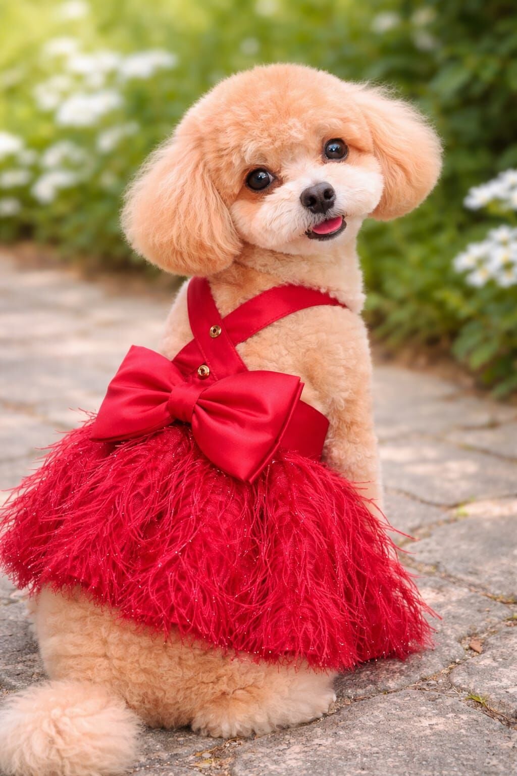 ZİGGYDOG KIRMIZI TÜYLÜ ELBİSE MEDIUM