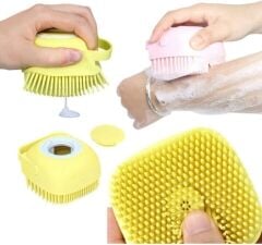 Silicone Massage Bath Brush Şampuan Hazneli Yıkama Fırçası