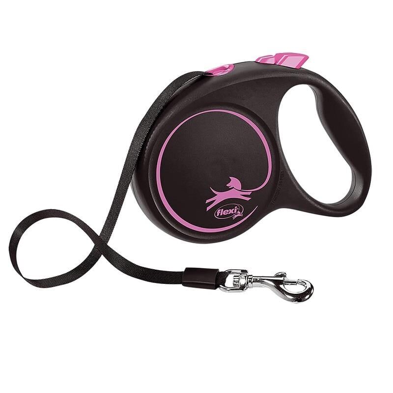 Flexi Black Design 5m Şerit (M) Pembe Otomatik Köpek Gezdirme Kayışı M