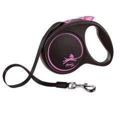Flexi Black Design 5m Şerit (M) Pembe Otomatik Köpek Gezdirme Kayışı M
