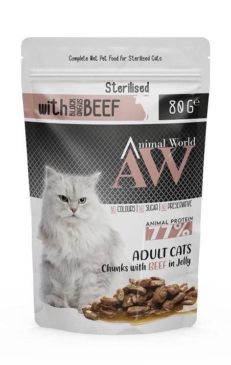 Jöle İçinde Parça Sığır Etli Kısırlaştırılmış Kedi Pouch 80 Gr