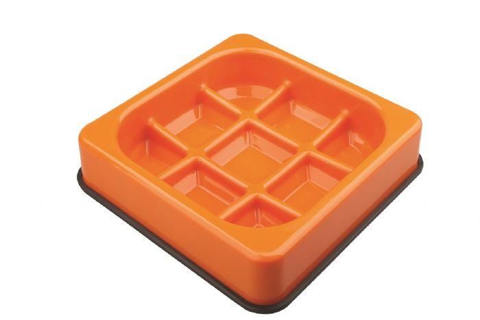 Waffle Yavaş Yeme Mama Kabı Turuncu 1500 ml