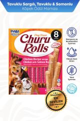 CHURU ROLLS STİCKS TAVUK SARGILI&SOMONLU KÖPEK ÖDÜL MAMASI 8X12GR