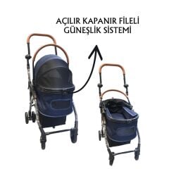 TOMMY EVCİL HAYVAN ARABASI 76,5x48x99 CM LACİVERT MAX 15 KG