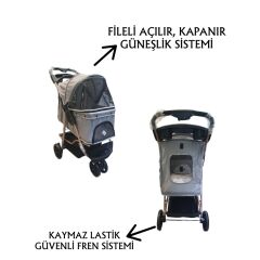 TOMMYEVCİLHAYVANARABASI87x50x107CMGRİ MAX 20 KG